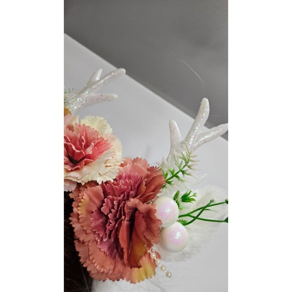 Handmade Light-Up Floral Antler Headband LED Deer Antlers Festival Costume NWOT - Picture 4 of 15